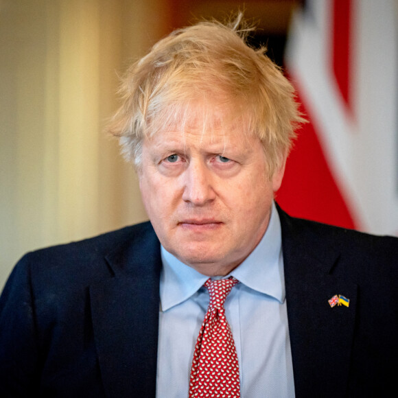 Boris Johnson (Premier ministre du Royaume-Uni), reçoit le président polonais Andrezj Duda au 10 Downing Street à Londres, le 7 avril 2022.