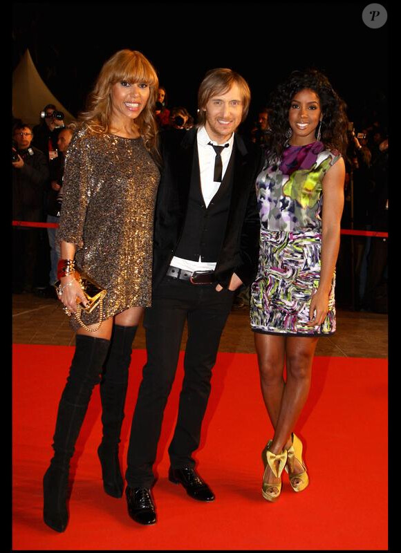 Cathy et David Guetta, et Kelly Rowland aux NRJ Music Awards, le 23 janvier 2010