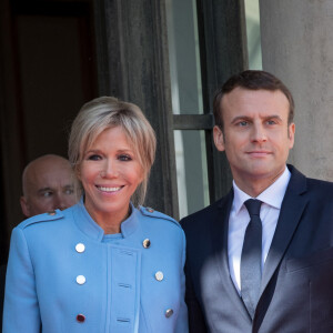 Emmanuel Macron et sa femme Brigitte Macron - Arrivées au palais de l'Elysée à Paris pour la cérémonie d'investiture d'E. Macron, nouveau président de la République, le 14 mai 2017
