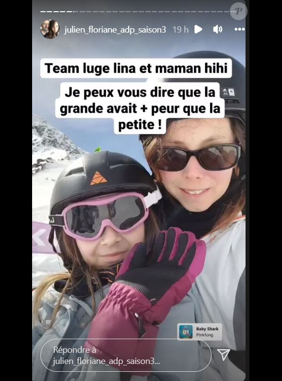 Julien de "L'amour est dans le pré" et sa femme Floriane au ski en famille