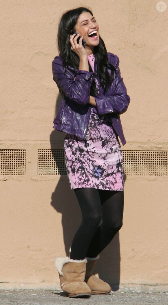 Jessica Szohr sur le tournage de Gossip Girl à New York, le 27 janvier 2010
