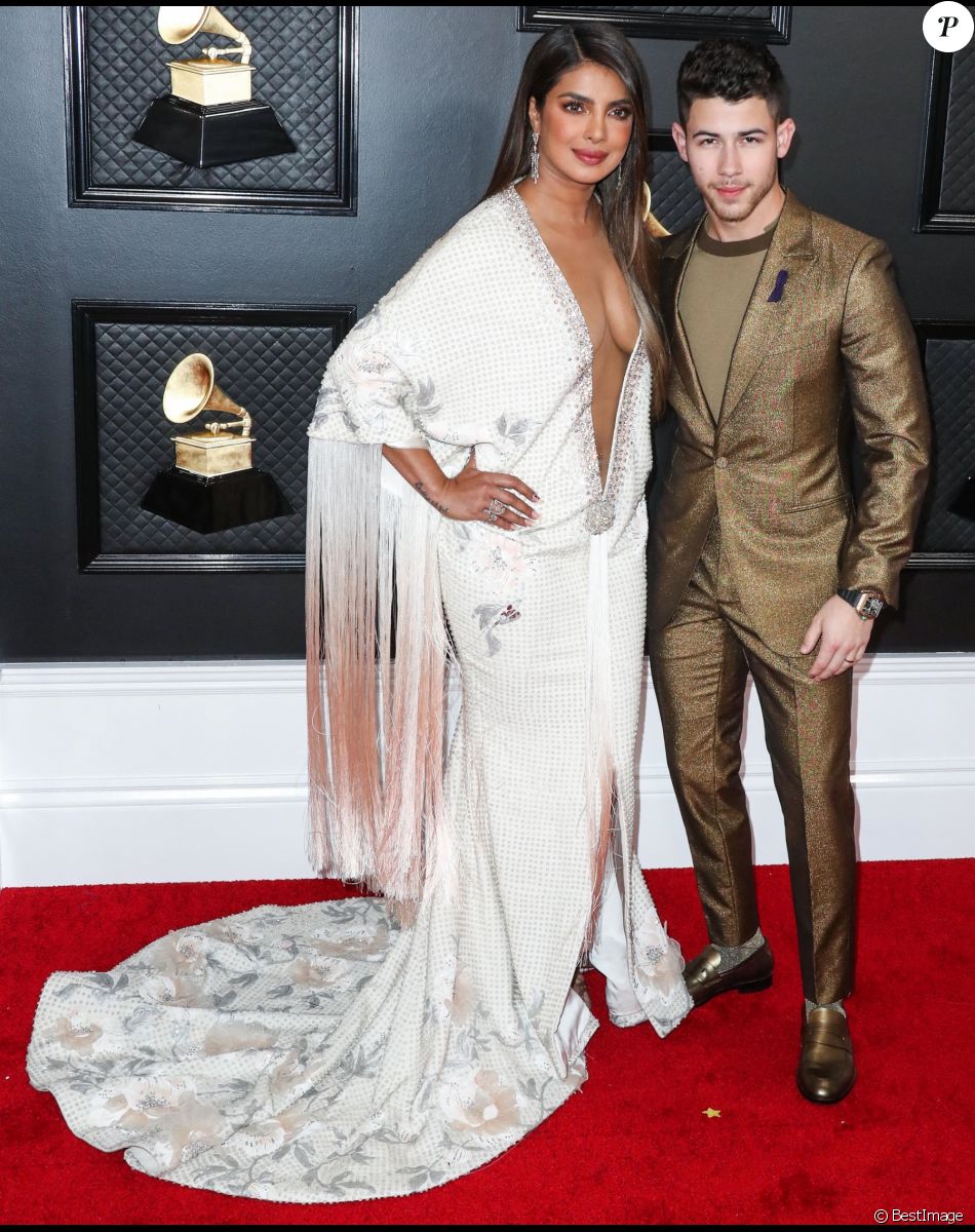 Priyanka Chopra et son mari Nick Jonas - 62ème soirée annuelle des Grammy Awards à Los Angeles.