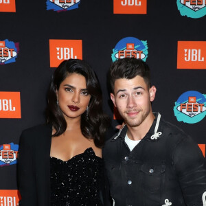 Priyanka Chopra et son mari Nick Jonas au photocall de la 3ème édition de la soirée "JBL Fest" à Las Vegas, le 10 octobre 2019.