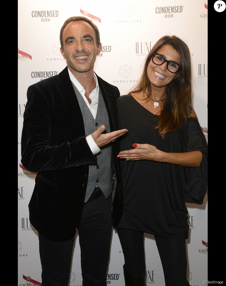Exclusif - Nikos Aliagas et Karine Ferri - Soirée organisée par Jessica LeMarié-Pirès et "Iluxe Saint-Barthélémy" à l'occasion du lancement du concept-store éphémère Condensed à la Galerie Joseph Turenne à Paris, le 7 octobre 2014.