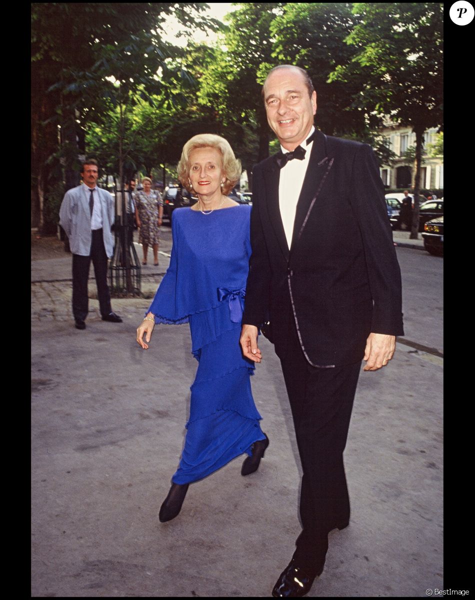 Bernadette et Jacques Chirac lors d'un dîner en l'honneur du président américain Ronald Reagan en 1989
