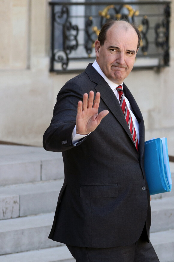Jean Castex, Premier ministre à la sortie du dernier conseil des ministres, au palais de l'Elysée, Paris, le 11 mai 2022. © Stéphane Lemouton / Bestimage 