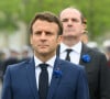 Emmanuel Macron et Jean Castex - Cérémonie de commémoration de la 77ème de la Victoire du 8 mai 1945, à l'Arc de Triomphe, Paris le 8 mai 2022. © Jacques Witt / Pool / Bestimage 