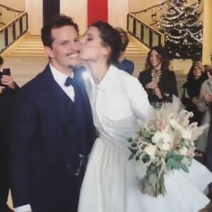 Mariage de l'ancienne Miss France Laury Thilleman et Juan Arbelaez, en Bretagne, le 21 décembre 2019.