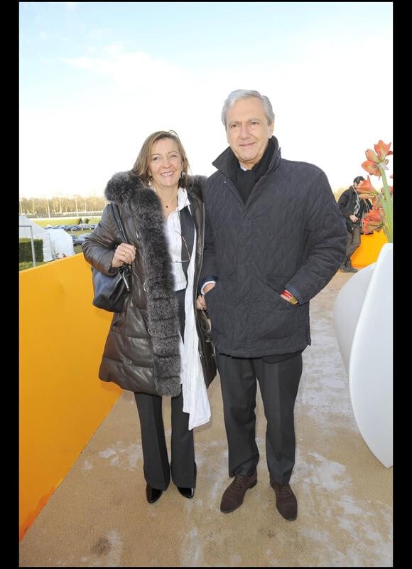 Daniel Bilalian et son épouse lors du Prix d'Amérique Marionnaud 2010 à Vincennes le 31 janvier 2010