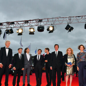 Jean-Pierre Duret, Gaël Morel, Orelsan, Nicolas Saada, Gaspard Ulliel, Antonin Baudry, Catherine Deneuve, Vicky Krieps et Claire Burger lors de la cérémonie d'ouverture du 45ème Festival du Cinéma Américain de Deauville, le 6 septembre 2019. 