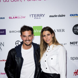 Laury Thilleman (Miss France 2011) et son compagnon Juan Arbelaez à l'occasion du lancement de la 26ème campagne d'Octobre Rose par l'association Le Cancer du Sein, Parlons-en ! sur le Champ de Mars à Paris, France, le 1er octobre 2019. © Jean-Baptiste Autissier/Panoramic/Bestimage