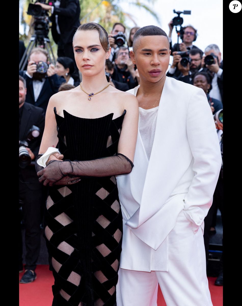 Cara Delevingne, Olivier Rousteing - Montée des marches du film " L'Innocent " lors du 75ème Festival International du Film de Cannes. Le 24 mai 2022 © Olivier Borde / Bestimage
