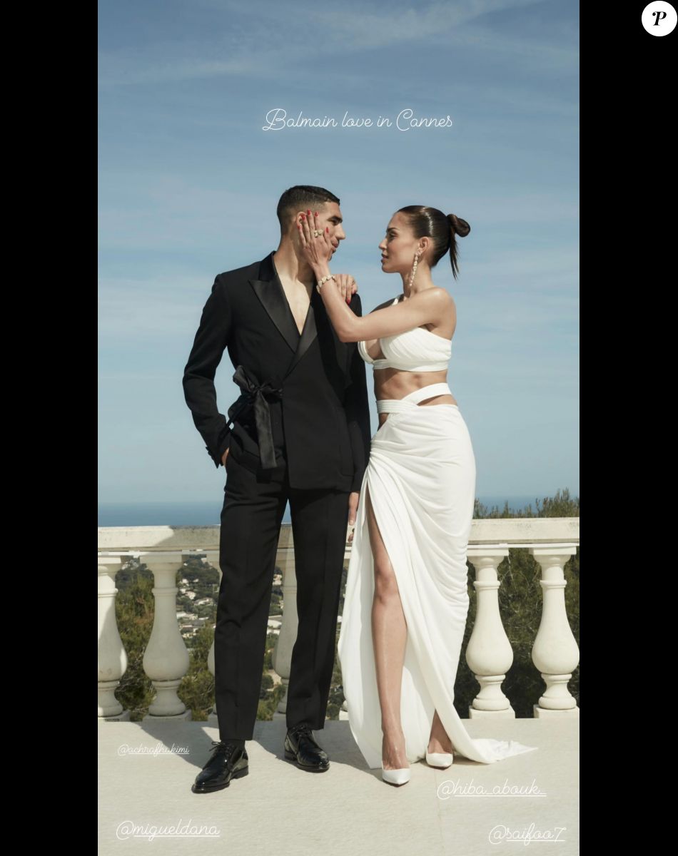 Achraf Hakimi et sa femme Hiba Abouk.