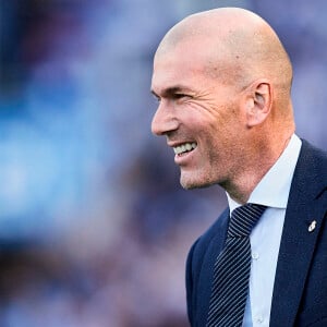 Zinédine Zidane lors du match de football de La Liga opposant le Real Sociedad au Real Madrid au Deportivo Alavés au stade Anoeta à Saint-Sébastien, Espagne, le 12 mai 2019. Real Sociedad a gagné 3-1. 