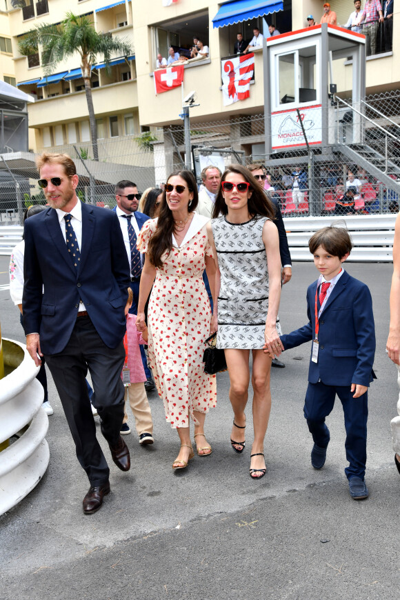 Andrea Casiraghi, sa femme Tatiana Santo Domingo, Charlotte Casiraghi et son fils Raphaël Elmaleh - La famille de Monaco assiste au Grand Prix de F1 de Monaco, le 28 mai 2022. © Bruno BebertBestimage 