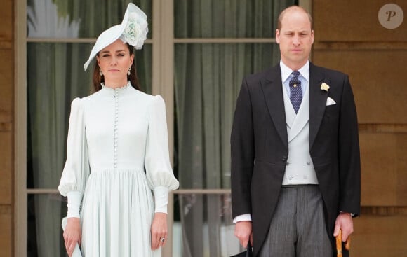 Le prince William, duc de Cambridge, et Catherine (Kate) Middleton, duchesse de Cambridge, lors d'une Royal Garden Party au Buckingham Palace à Londres, Royaume Uni, le 25 mai 2022. 