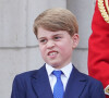 Le prince George de Cambridge - Les membres de la famille royale saluent la foule depuis le balcon du Palais de Buckingham, lors de la parade militaire "Trooping the Colour" dans le cadre de la célébration du jubilé de platine de la reine Elizabeth II. Londres, le 2 juin 2022.