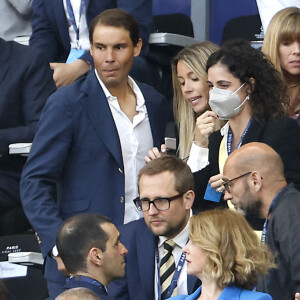 Rafael Nadal et sa femme Xisca Perello - People à la finale de la la Ligue des Champions entre Liverpool et le Real Madrid au Stade de France à Saint-Denis le 28 mai 2022 © Cyril Moreau / Bestimage