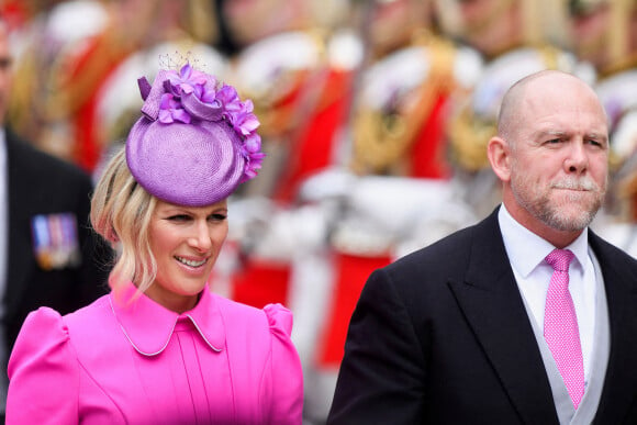 Zara Phillips (Zara Tindall) et son mari Mike Tindall - Les membres de la famille royale et les invités lors de la messe célébrée à la cathédrale Saint-Paul de Londres, dans le cadre du jubilé de platine (70 ans de règne) de la reine Elisabeth II d'Angleterre. Londres, le 3 juin 2022. 