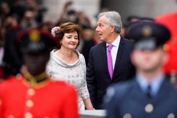 L'ancien Premier ministre Tony Blair et sa femme Cherie - Les membres de la famille royale et les invités lors de la messe célébrée à la cathédrale Saint-Paul de Londres, dans le cadre du jubilé de platine (70 ans de règne) de la reine Elisabeth II d'Angleterre. Londres, le 3 juin 2022. 