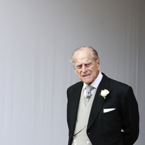 La reine Elisabeth II d'Angleterre, le prince Philip, duc d'Edimbourg - Sorties après la cérémonie de mariage de la princesse Eugenie d'York et Jack Brooksbank en la chapelle Saint-George au château de Windsor le 12 octobre 2018.