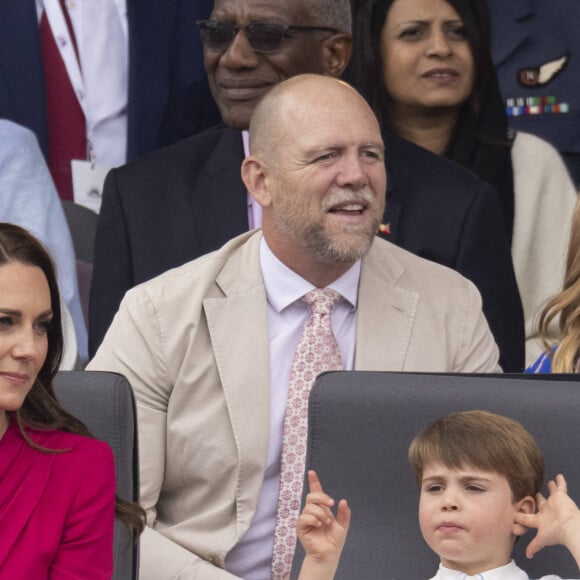 Catherine (Kate) Middleton, duchesse de Cambridge, Le prince Louis de Cambridge, Mike Tindall, Mia Grace Tindall - Jubilé de platine de la reine Elisabeth II d'Angleterre à Bukingham Palace à Londres, le 5 juin 2022. 