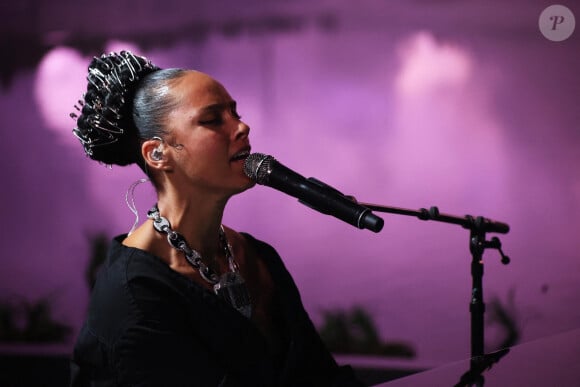 Exclusif - Alicia Keys lors du l'évènement "Donda 2 Listening Party" au LoanDepot Park à Miami, le 23 février 2022. 