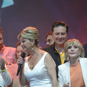 Exclusif - Michèle Torr, Jeane Manson, Sophie Darel - Soirée du 20ème anniversaire de la chaîne Mélody TV à l'Olympia de Paris le 8 juin 2022. Depuis 20 ans, retrouvez les plus grands moments de la télévision dans des émissions de variétés incontournables, des concerts mythiques, des documentaires rares, des plages de clips collector. La chaîne Melody c'est aussi une expertise de la musique à travers ses émissions, les experts de la chanson française et internationale vous dévoilent les petits secrets des légendes de la musique. Melody a fait le choix éditorial de mettre en avant le patrimoine de la variété française, des premiers tubes d'une multitude d'artistes. © Coadic Guirec - Giancarlo Gorassini/Bestimage 