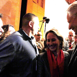 Ségolène Royal et Dominique de Villepin après un débat organisé par Marianne et Libération à Grenoble le 28 janvier 2011