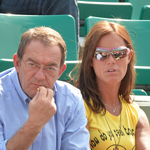 Jean-Pierre Pernaut, sa femme Nathalie Marquay et leur fils - Jour 11 - People aux Internationaux de France de tennis a Roland Garros - Paris le 05/06/2013 