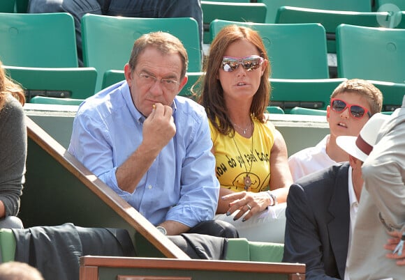 Jean-Pierre Pernaut, sa femme Nathalie Marquay et leur fils - Jour 11 - People aux Internationaux de France de tennis a Roland Garros - Paris le 05/06/2013 