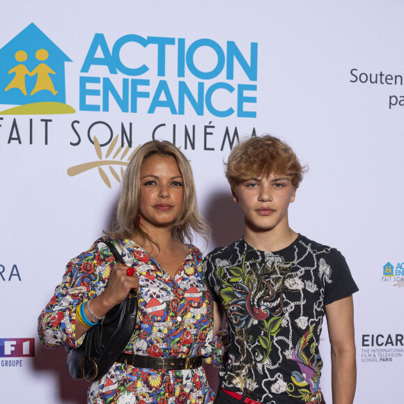 Séverine Ferrer et son fils Milo Mazé au photocall de la soirée "Action Enfance fait son cinéma" au Grand Rex à Paris le 13 juin 2022. © Pierre Perusseau / Bestimage