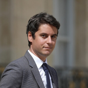 Gabriel Attal, ministre délégué chargé des Comptes publics à la sortie du conseil des ministres, au palais de l'Elysée, à Paris, France, le 14 juin 2022