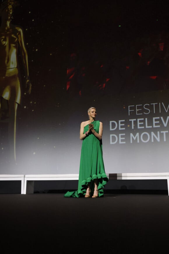 La princesse Charlène de Monaco lors de la cérémonie d'ouverture de la 61ème édition du Festival de Télévision de Monte-Carlo au Grimaldi Forum, à Monaco, le 17 juin 2022. © Claudia Albuquerque/Bestimage 