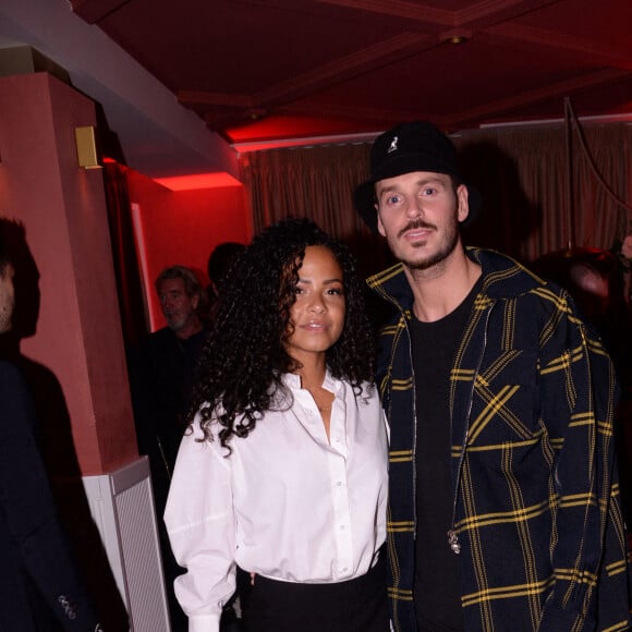 Matt Pokora et sa femme Christina Milian lors de la soirée d'anniversaire de C.Bruna (27 ans) au restaurant Giusé Trattoria à Paris, France, le 1er octobre 2021. Un événement organisé par Five Eyes Production. © Rachid Bellak/Bestimage 