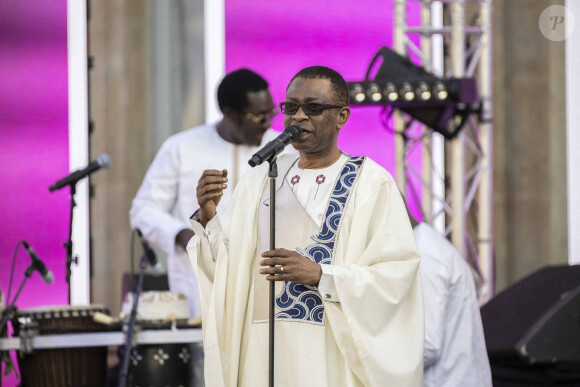 Youssou N'Dour lors de la fête de la musique au palais de l'Elysée à Paris le 21 juin 2022