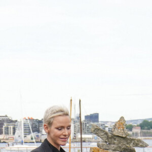 Le prince Haakon de Norvège, Le prince Albert II de Monaco, la princesse Charlene, le prince Jacques et la princesse Gabriella - Le prince Albert II de Monaco inaugure l'exposition l’exposition "Sailing the Sea of Science, Scientist and explorer. Prince Albert Ier and the early norwegian exploration of Svalbard " au Fram Museum à Oslo le 22 juin 2022.