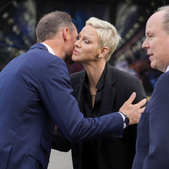 Le prince Haakon de Norvège, la princesse Charlene et le prince Albert II de Monaco - Le prince Albert II de Monaco inaugure l'exposition l’exposition "Sailing the Sea of Science, Scientist and explorer. Prince Albert Ier and the early norwegian exploration of Svalbard " au Fram Museum à Oslo le 22 juin 2022.