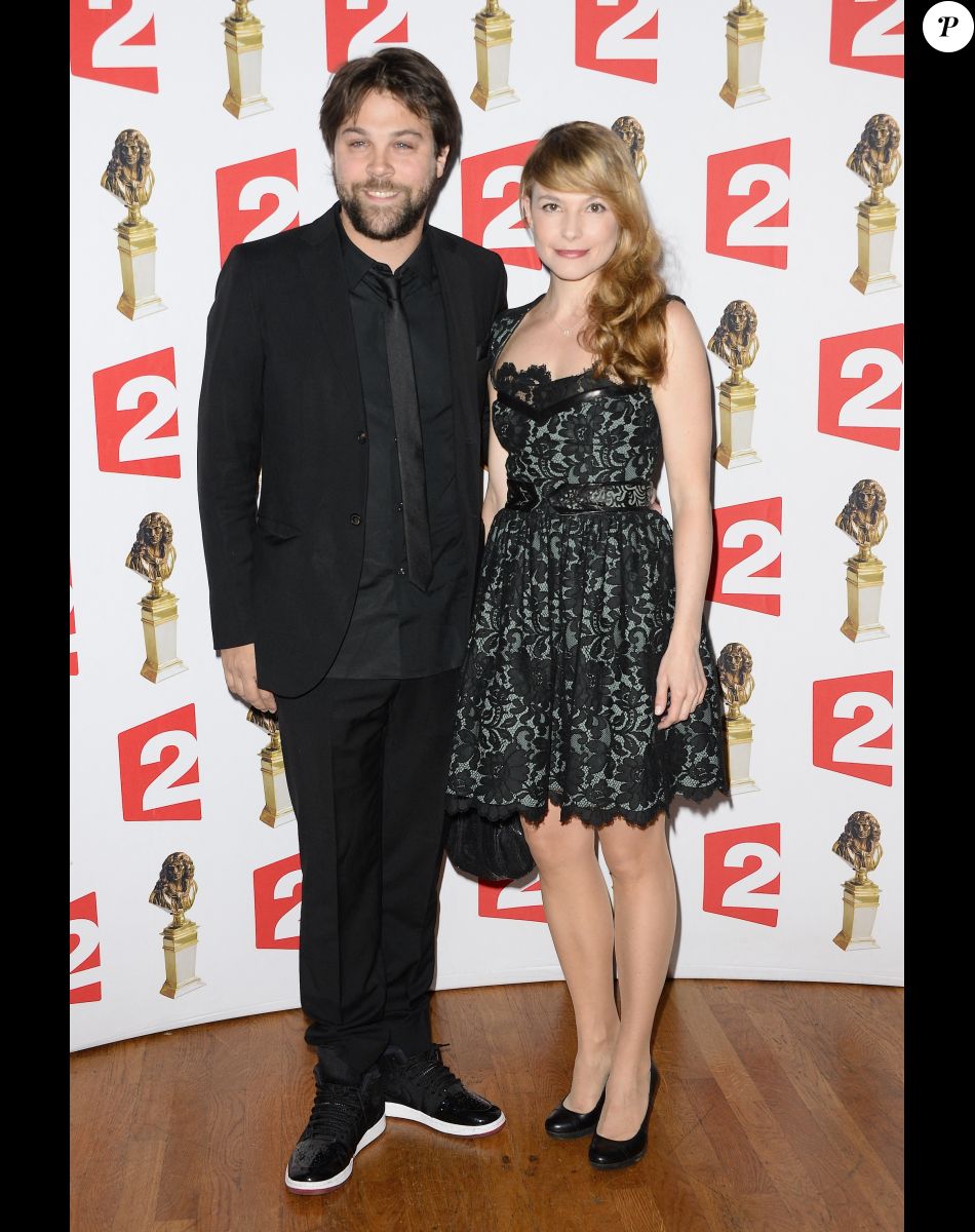 Arthur Jugnot et sa compagne Cécilia Cara - La 26e nuit des Molières aux Folies Bergère à Paris, le 2 juin 2014.