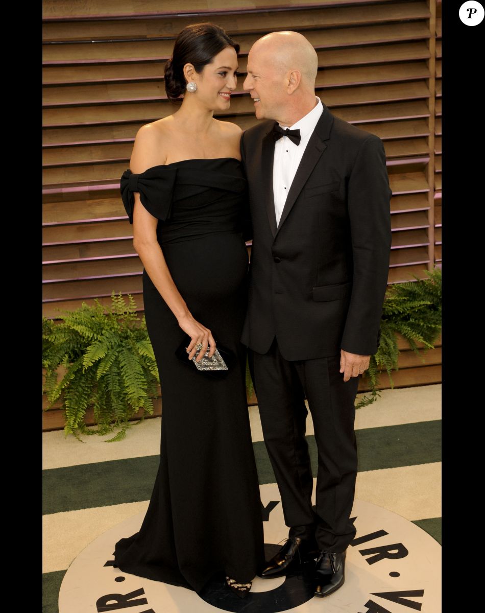Bruce Willis et sa femme Emma Heming (enceinte) à la soirée Vanity fair après les Oscars 2014 à West Hollywood. Le 2 mars 2014