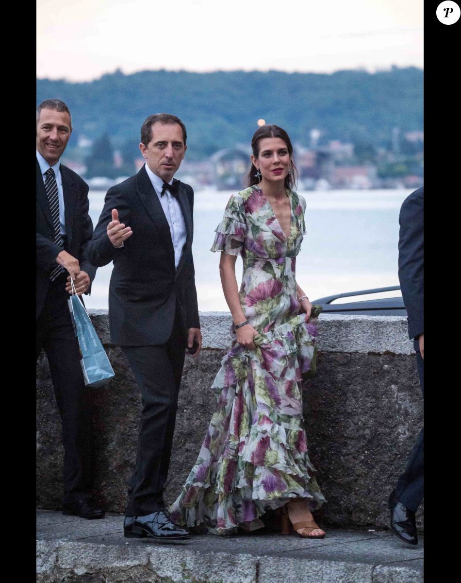 Charlotte Casiraghi et Gad Elmaleh - Arrivées pour la soirée de mariage de Pierre Casiraghi et Beatrice Borromeo au château Rocca Angera (château appartenant à la famille Borromeo) à Angera sur les Iles Borromées, sur le Lac Majeur, le 1er août 2015.