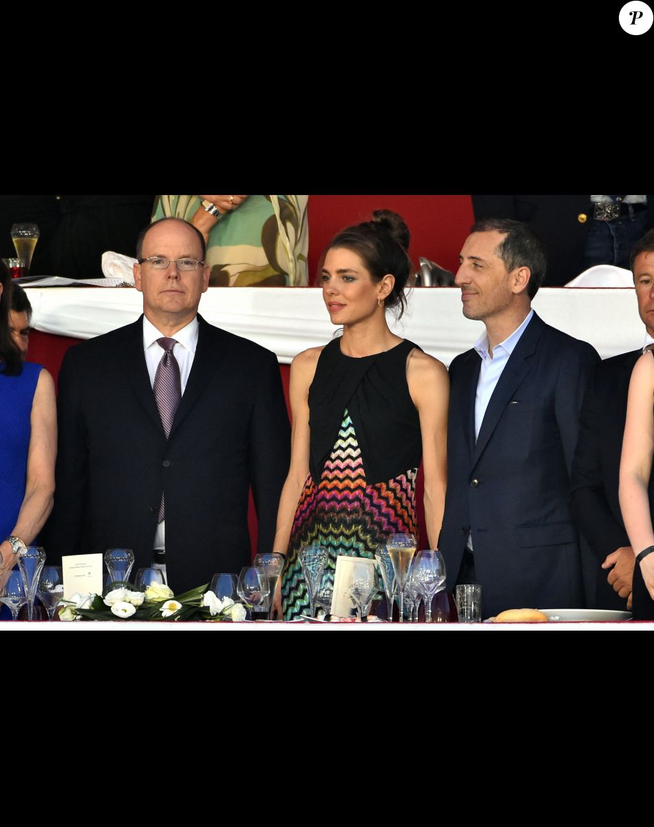 Le prince Albert II de Monaco, Charlotte Casiraghi, Gad Elmaleh - Soirée de cloture du 20ème Jumping International de Monte-Carlo au Port Hercule de Monaco à Monte-Carlo, le 27 juin 2015. La compétition célèbre cette année un double anniversaire : les 20 ans du Jumping et les 10 ans du Longines Global Champions Tour.