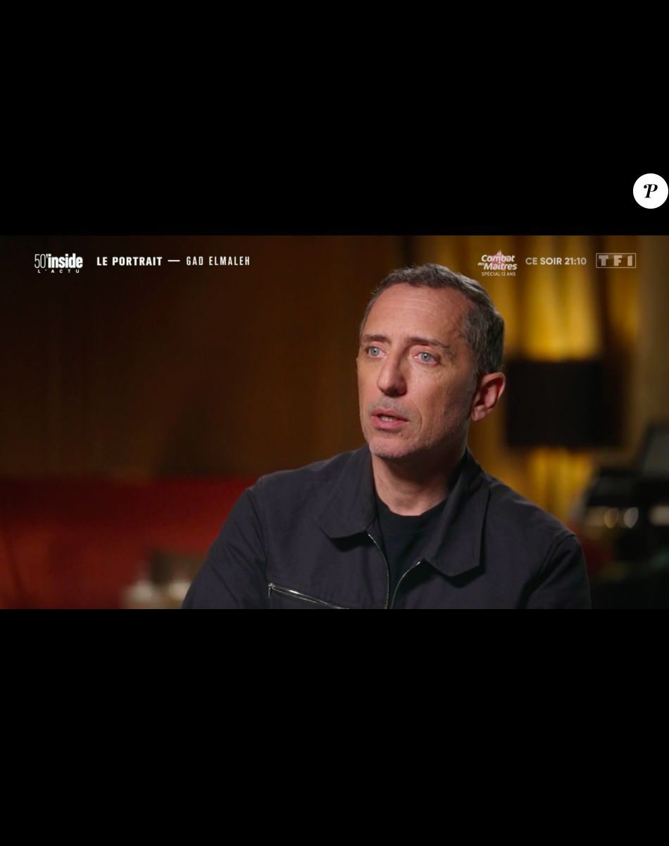 Capture d'écran de l'émission 50 Minutes Inside sur TF1 : Gad Elmaleh répond aux questions de Nikos Aliagas