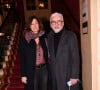 Exclusif - Pascal Praud et sa compagne Catherine lors de la première de la pièce de théâtre "L'avare" au Théâtre des Variétés à Paris © Rachid Bellak / Bestimage 