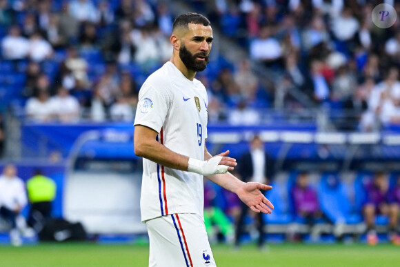 Attitude de Karim Benzema ( 19 - France ) - - Match de la 4ème journée de la Ligue des Nations entre la France et la Croatie au Stade de France à Saint-Denis le 13 juin 2022.
