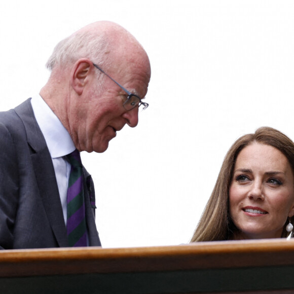 La Duchesse de Cambridge dans la tribune royale du tournoi 2022 de Wimbledon au All England Lawn Tennis and Croquet Club, Wimbledon, le 5 juillet 2022. @ Aaron Chown/PA Wire.