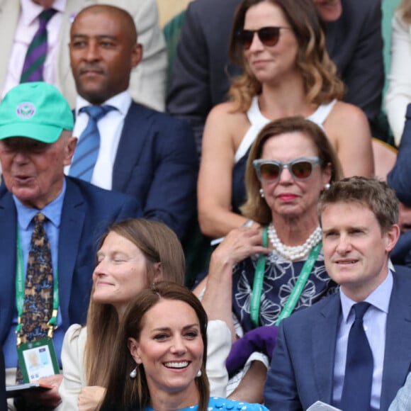 La Duchesse de Cambridge dans la tribune royale du tournoi 2022 de Wimbledon au All England Lawn Tennis and Croquet Club, Wimbledon, le 5 juillet 2022. @ Stephen Lock.