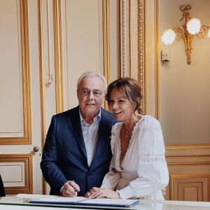 Cendrine Dominguez et Jean-Christophe lors de leur mariage à Paris