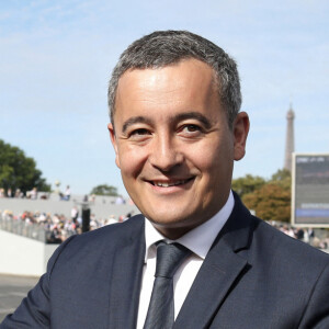 Info - Gérald Darmanin bientôt papa pour la deuxième fois - Gérald Darmanin, Ministre de l'intérieur et sa femme Rose-Marie Devillers (enceinte) - Le président français assiste au défilé du 14 juillet 2022, place de la Concorde, Paris, © Stéphane Lemouton / Bestimage