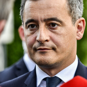 Gérald Darmanin, ministre de l'Intérieur, est en visite à la caserne de gendarmerie de Port-Sainte-Marie, commune où Mélanie Lemée, gendarme, a été tuée par un chauffard. C'est le premier déplacement de Gérald Darmanin en tant que ministre de l'Intérieur. Le 7 juillet 2020. © Thierry Breton / Panoramic / Bestimage